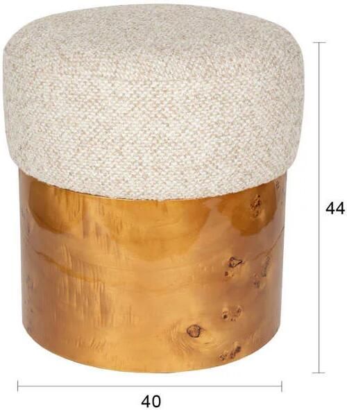 Dutchbone rechthoekige houten poef Burlin beige - Foto 2