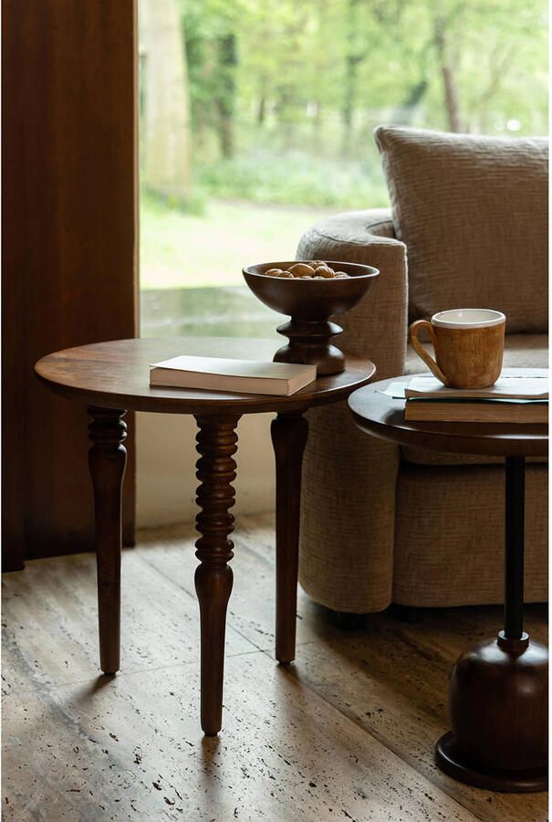 Dutchbone Cove Bijzettafel Rond 50 cm Mangohout Bruin - Foto 3