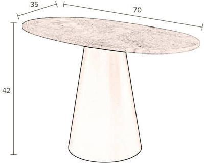 Dutchbone Ovale Bijzettafel Jared Marmer 70 x 35cm Rood Ovaal - Foto 2