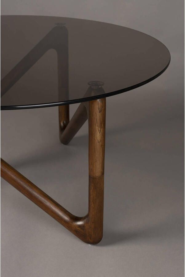 Dutchbone Ronde Salontafel Naia Eikenhout en glas 80cm Bruin - Foto 3