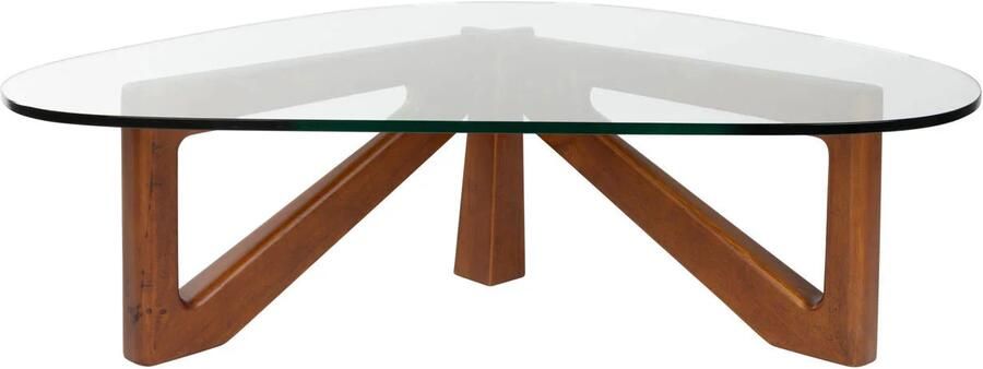 Dutchbone salontafel Norwin Salontafel Hout Glas (90x126 cm) Naturel