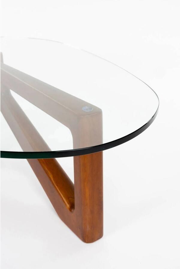 Dutchbone salontafel Norwin Salontafel Hout Glas (90x126 cm) Naturel - Foto 3