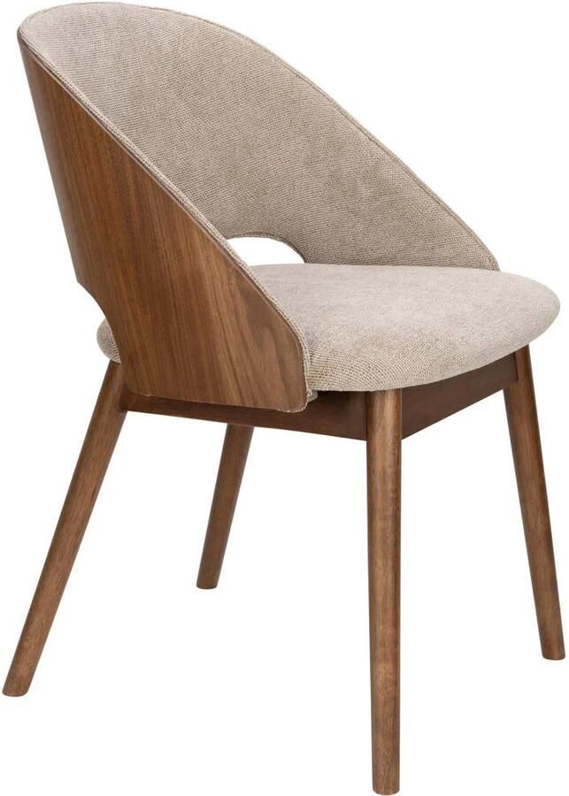 Dutchbone Velore Eetkamerstoel Walnoot Beige