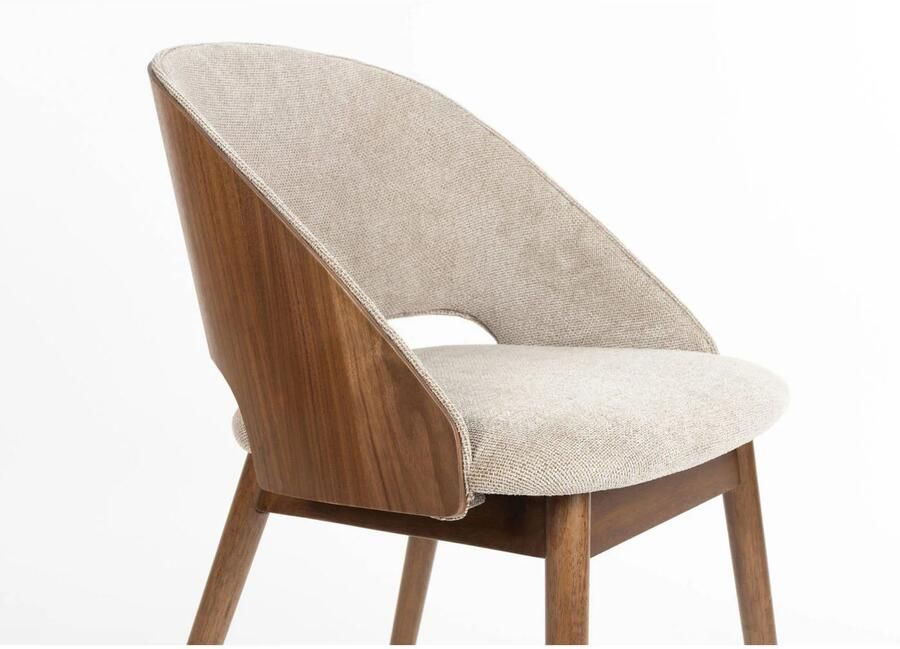 Dutchbone Velore Eetkamerstoel Walnoot Beige - Foto 3