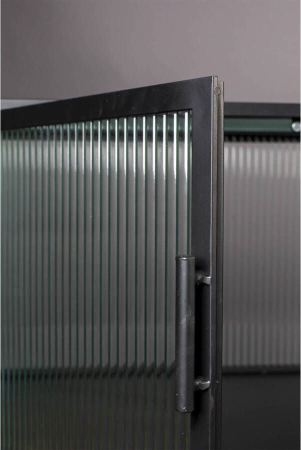 Dutchbone Dressoir Boli Glas en metaal 150cm Zwart