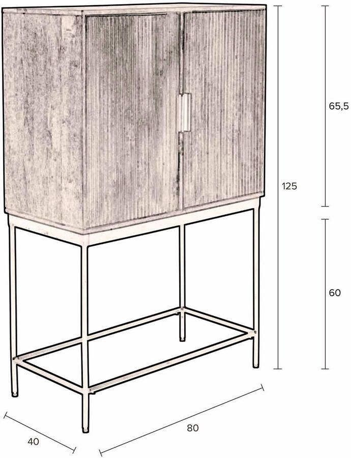 Dutchbone Saroo Kast Opbergkast 2 deuren Mangohout Bruin - Foto 2