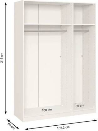 Beter Bed Basic Beter Bed Easy Schuifdeurkast Kledingkast met 2 schuifdeuren 153 x 215 x 65 cm Cremewit - Foto 4