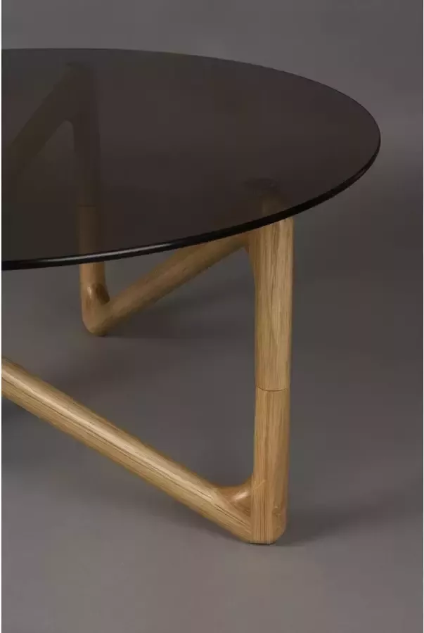 Dutchbone Ronde Salontafel Naia Eikenhout en glas 80cm - Foto 3