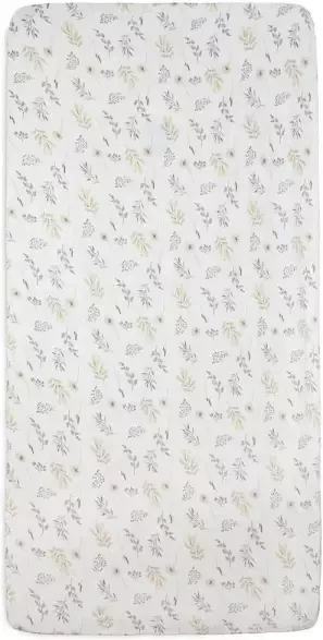 Jollein katoenen ledikant hoeslaken Wild Flowers 60x120cm wit beige grijs - Foto 2