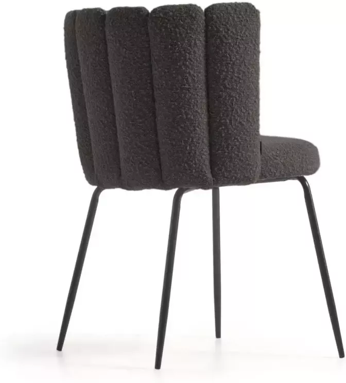 Kave Home Stoel Aniela stoel van zwarte schapenvacht en metaal met zwarte afwerking - Foto 5