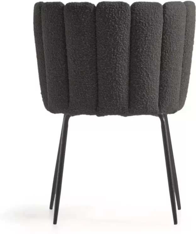 Kave Home Stoel Aniela stoel van zwarte schapenvacht en metaal met zwarte afwerking - Foto 4