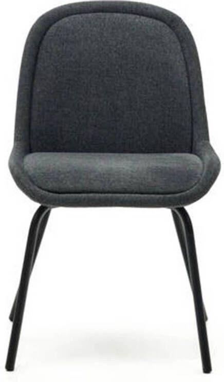 Kave Home Aimin stoel in grijs chenille en stalen poten met een mat zwart gelakte afwerking - Foto 4