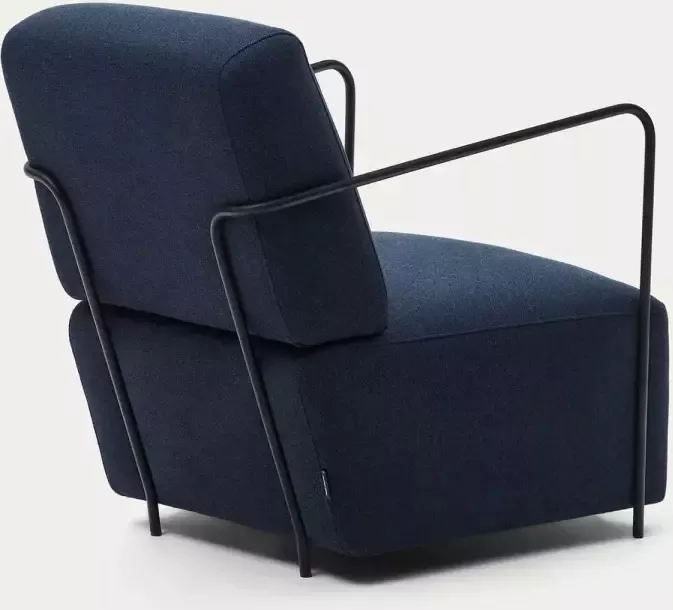 Kave Home Gamer fauteuil blauw en metaal met zwart geschilderde afwerking - Foto 4