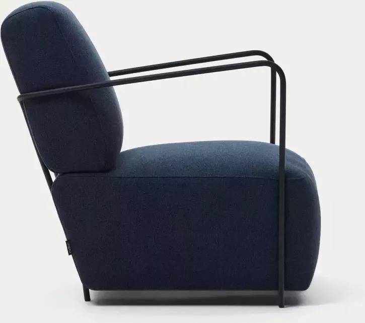 Kave Home Gamer fauteuil blauw en metaal met zwart geschilderde afwerking - Foto 3