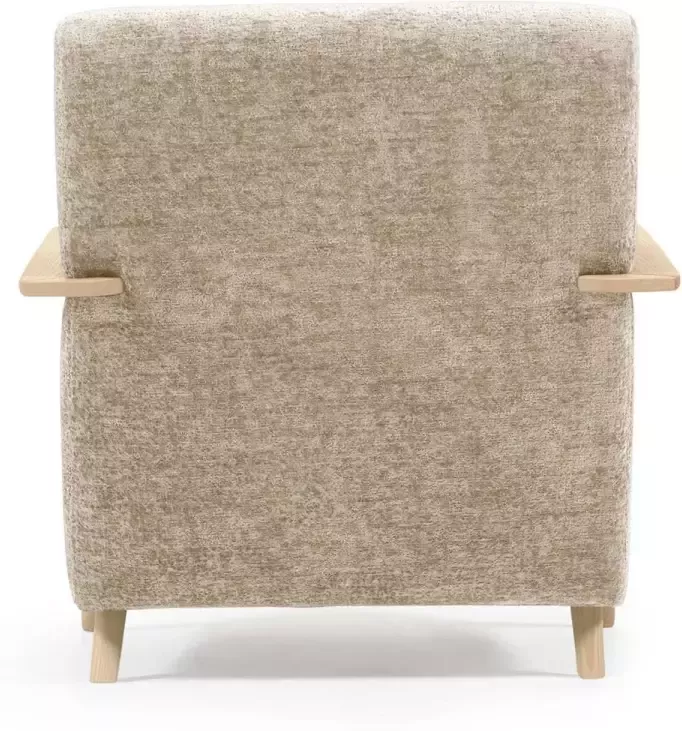 Kave Home Meghan fauteuil in beige chenille en hout met natuurlijke afwerking - Foto 2