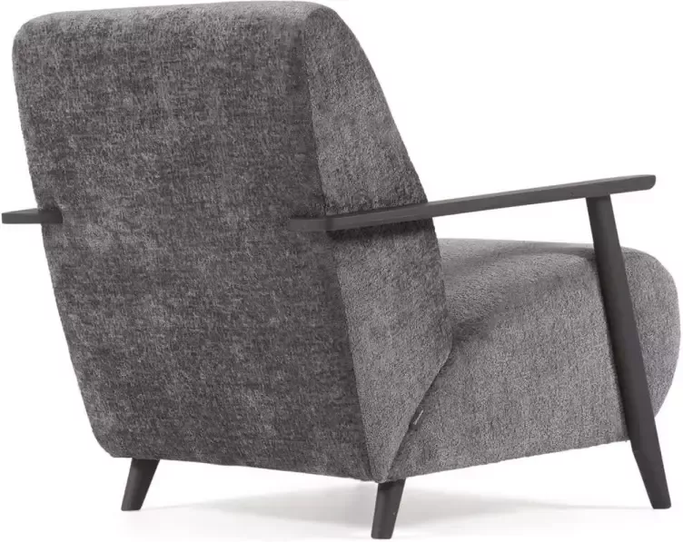 Kave Home Meghan fauteuil in grijze chenille en hout met wengé afwerking - Foto 2