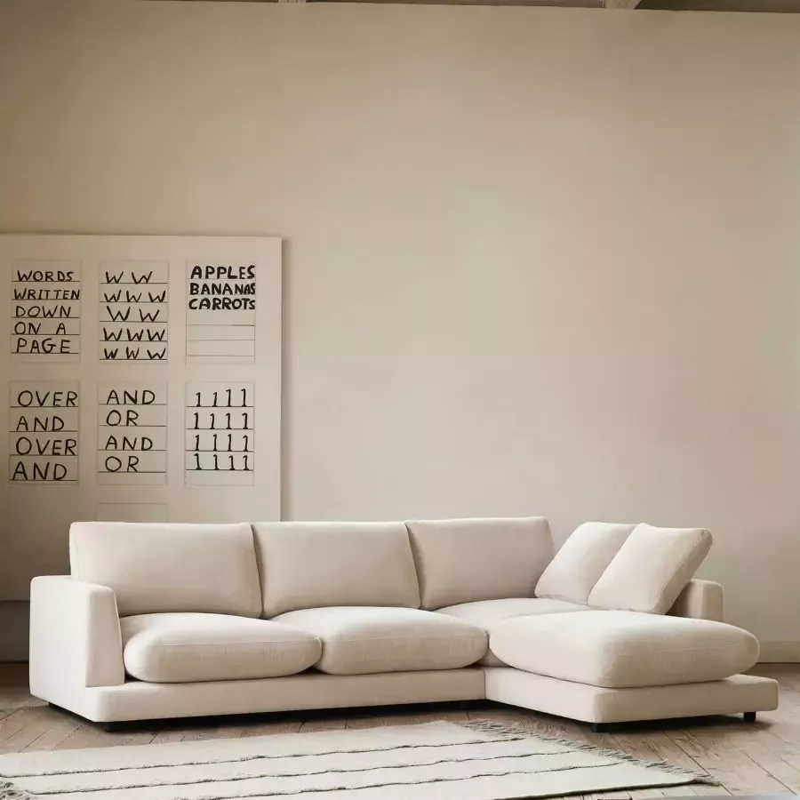 Kave Home Gala 4-zitsbank met chaise longue rechts in beige 300 cm - Foto 2