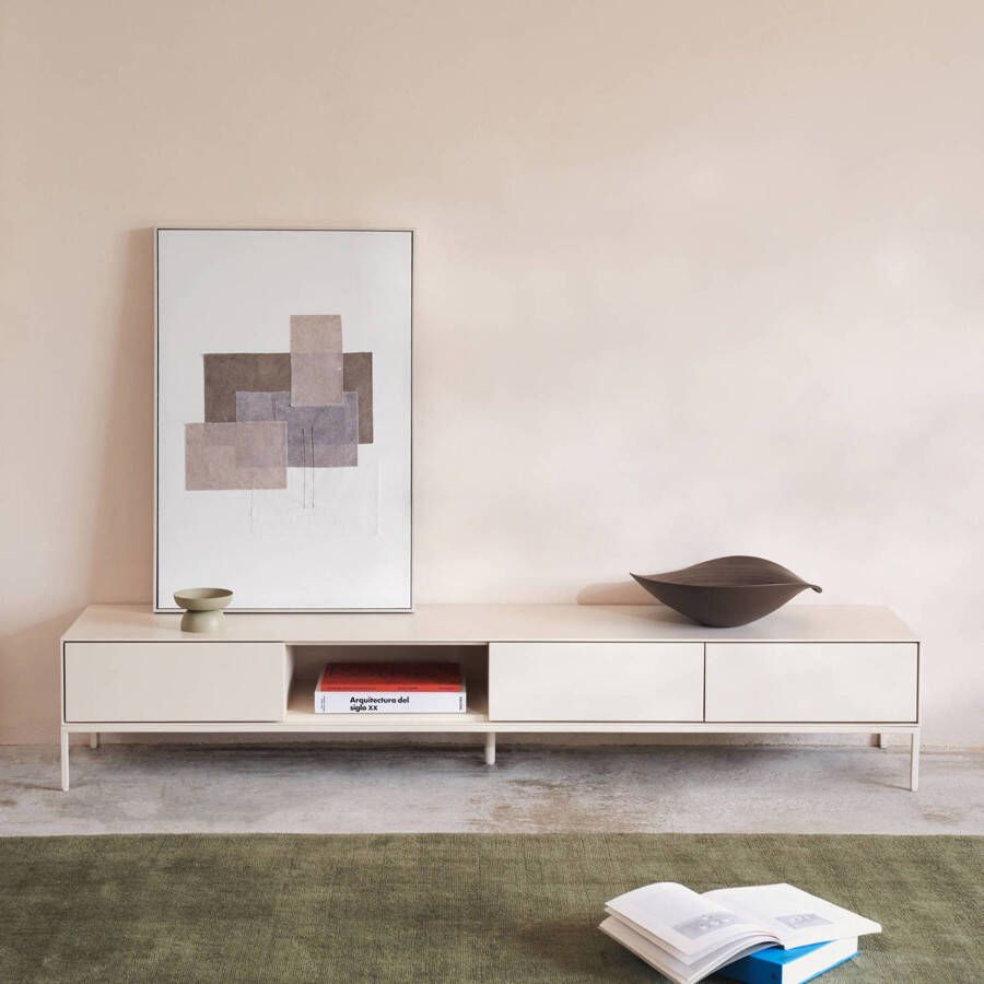 Kave Home Vedrana-TV-meubel met 3 laden witgelakt MDF 195 x 35 cm - Foto 1