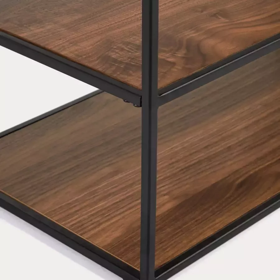 Kave Home Yoana TV-meubel in walnootfineer met zwart gelakt metalen frame 160 x 40 cm