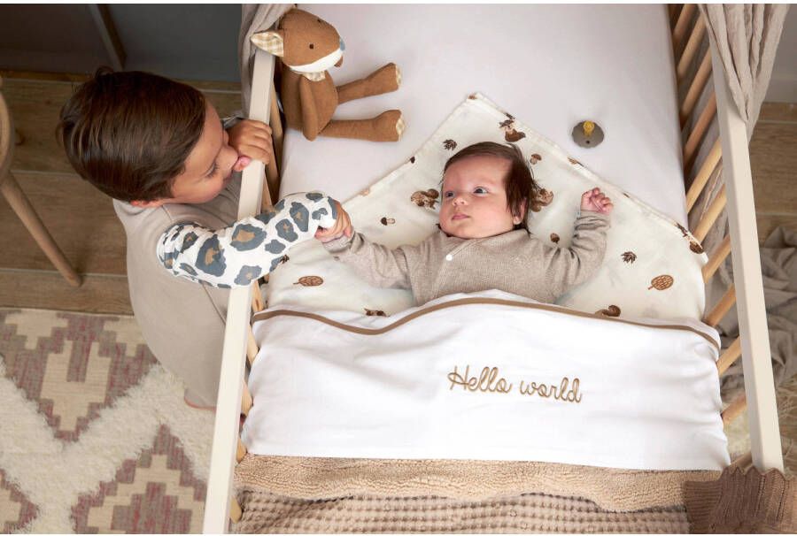 Meyco baby ledikantlaken Hello World taupe - Foto 2