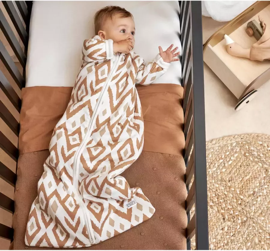 Meyco baby ledikantlaken Ikat Uni 100x150 cm set van 2 Sand Toffee