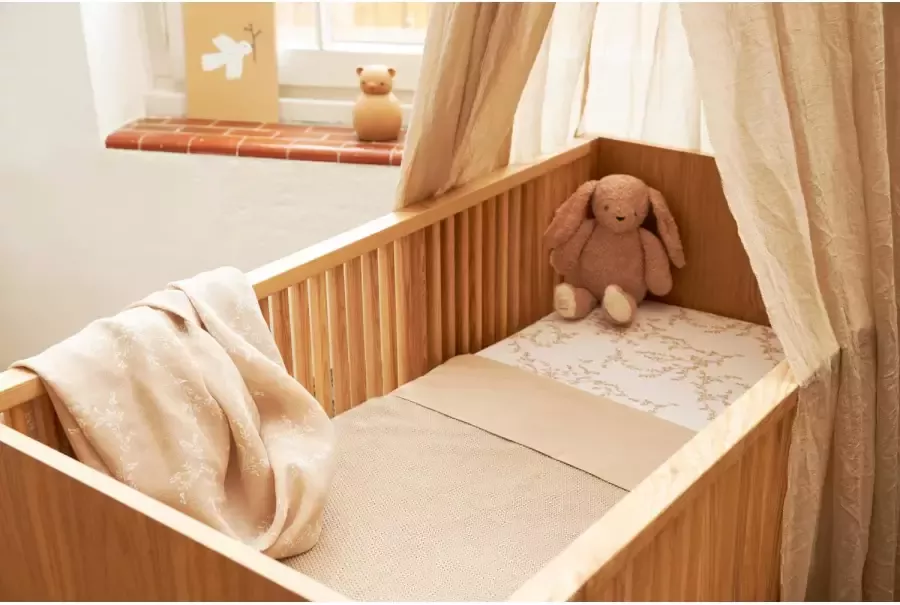 Meyco baby ledikantlaken set van 2 100x150 cm Branches sand Uni sand