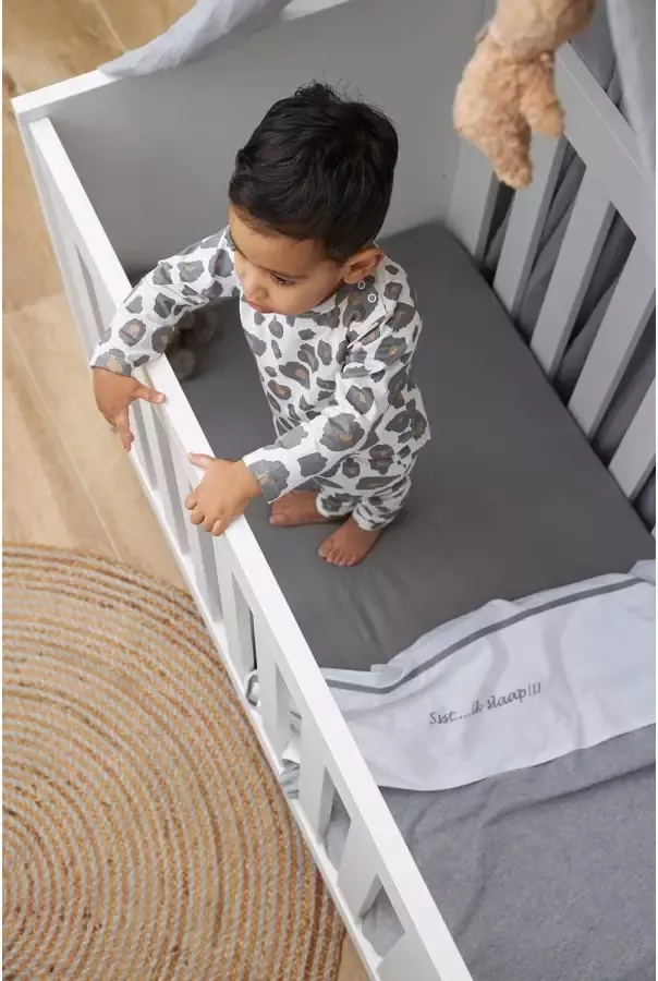 Meyco baby ledikantlaken Ssst...ik slaap!! 100x150 Grey