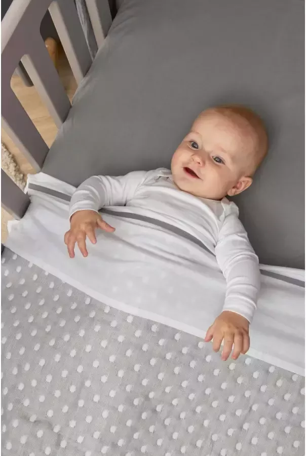 Meyco baby wiegdeken Little Dots 75x100 cm grijs