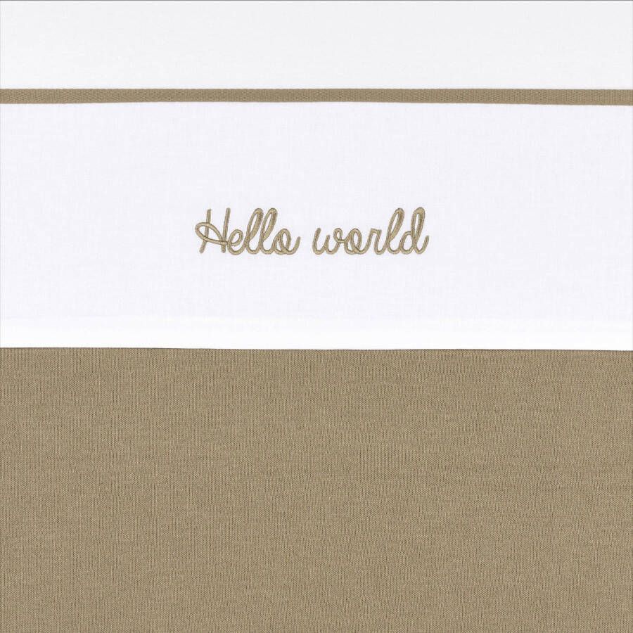 Meyco baby wieglaken 'Baby Hello World' taupe