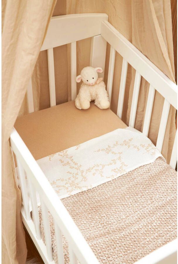 Meyco baby wieglaken set van 2 75x100 cm Branches sand Uni sand - Foto 2