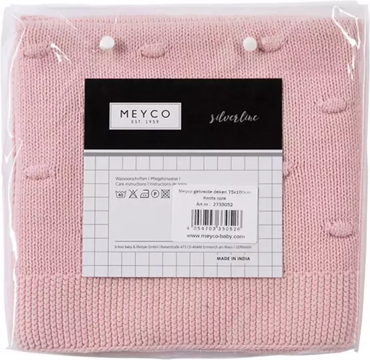 Meyco Silverline Knots wiegdeken 75x100 cm roze - Foto 2