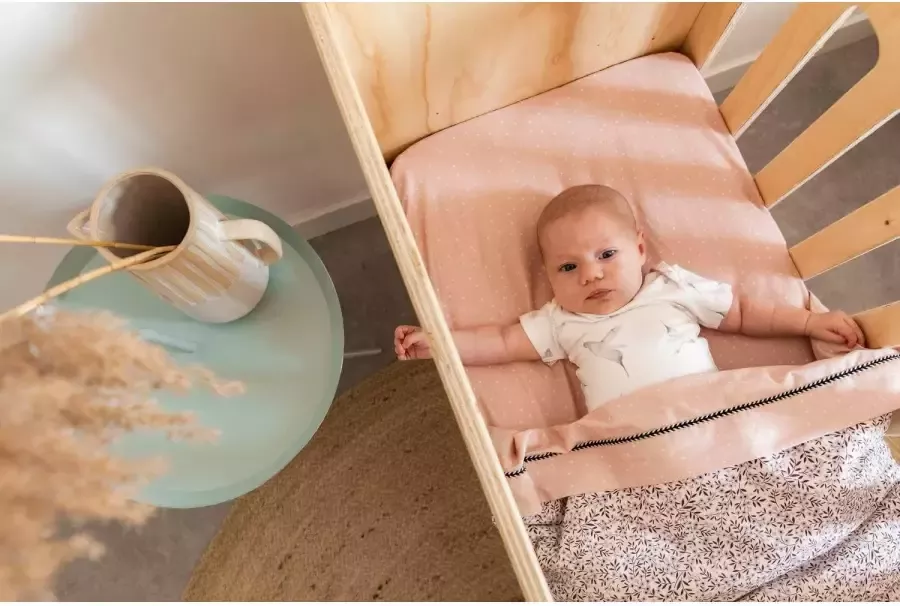 Mies & Co katoen Adorable Dots baby wieg hoeslaken 40x80 cm roze wit