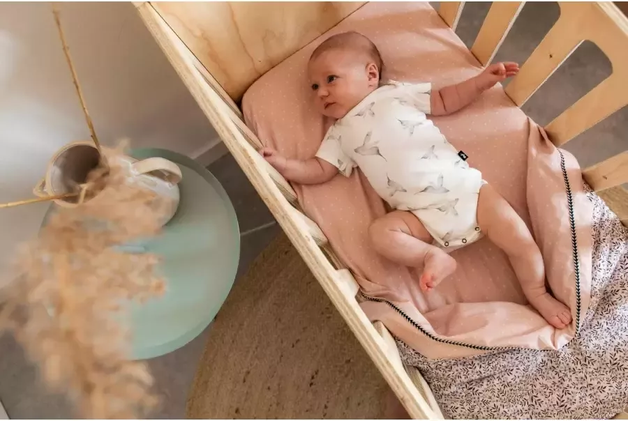 Mies & Co katoen Adorable Dots baby wieg hoeslaken 40x80 cm roze wit - Foto 2