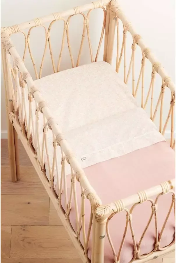 Noppies Baby Comfort Baby Comfort katoen Botanical poplin hoeslaken wieg 40x80 cm Misty Rose