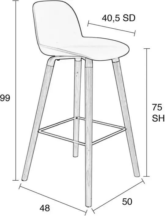 Zuiver Albert Kuip Barkruk 75 cm Donkergrijs Set van 2 - Foto 3