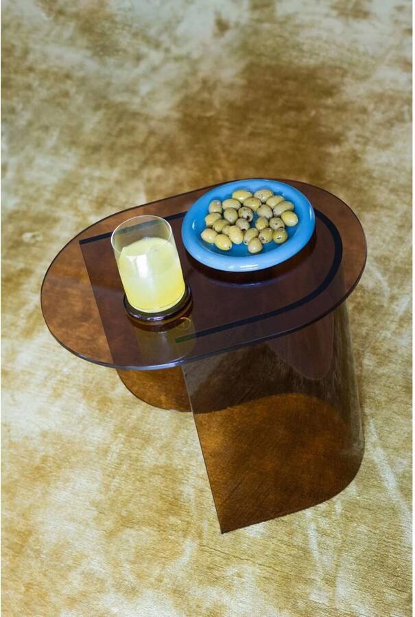 FÉST ovale glazen bijzettafel Plateau bruin - Foto 2