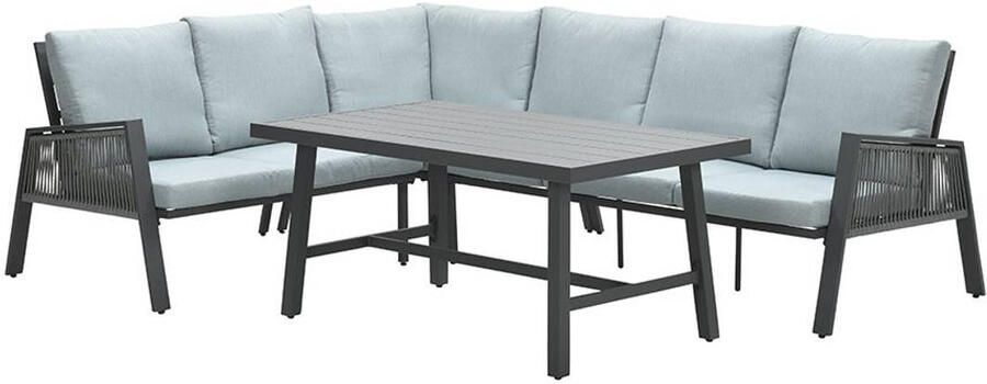 Van Kooten Tuin en Buitenleven Andrea lounge-diningset hoekbank en tafel links carbon black rope dark grey mint grey - Foto 3
