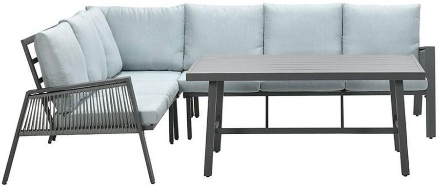 Van Kooten Tuin en Buitenleven Andrea lounge-diningset hoekbank en tafel links carbon black rope dark grey mint grey - Foto 2