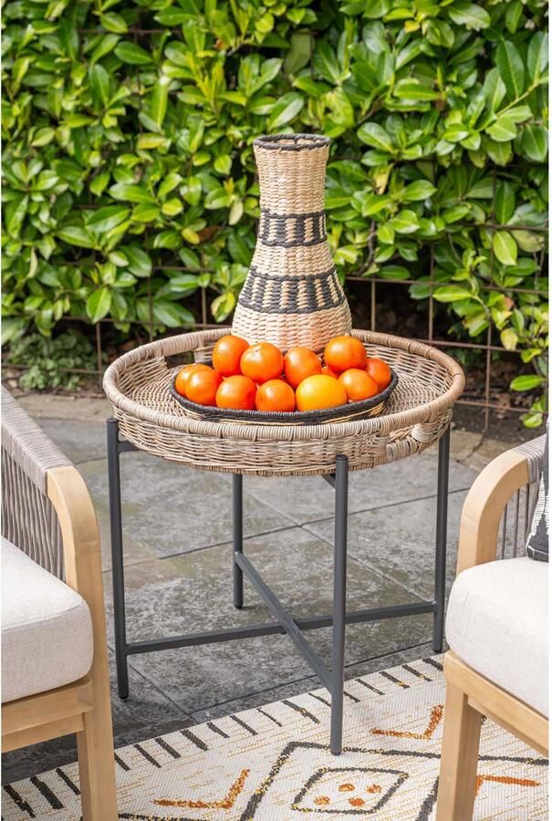 Garden Impressions bijzettafel Benidorm (60xH50 cm) Benidorm bijzettafel diameter 60xH50 cm carbon black natural rotan - Foto 3