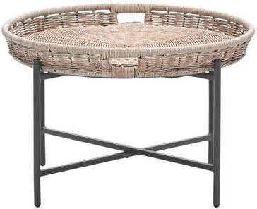 Garden Impressions bijzettafel Benidorm (70xH40 cm) Benidorm bijzettafel diameter 70xH40 cm carbon black natural rotan
