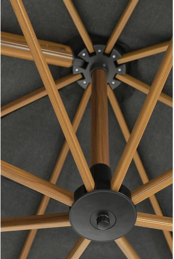 Garden Impressions Hawaii Big Pole parasol 350x350 cm) teak look royal antraciet - Foto 3