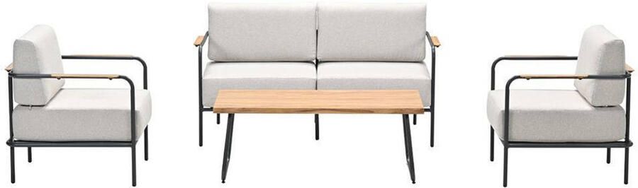 Garden Impressions Lisboa loungeset 4-delig carbon black teak look - Foto 3