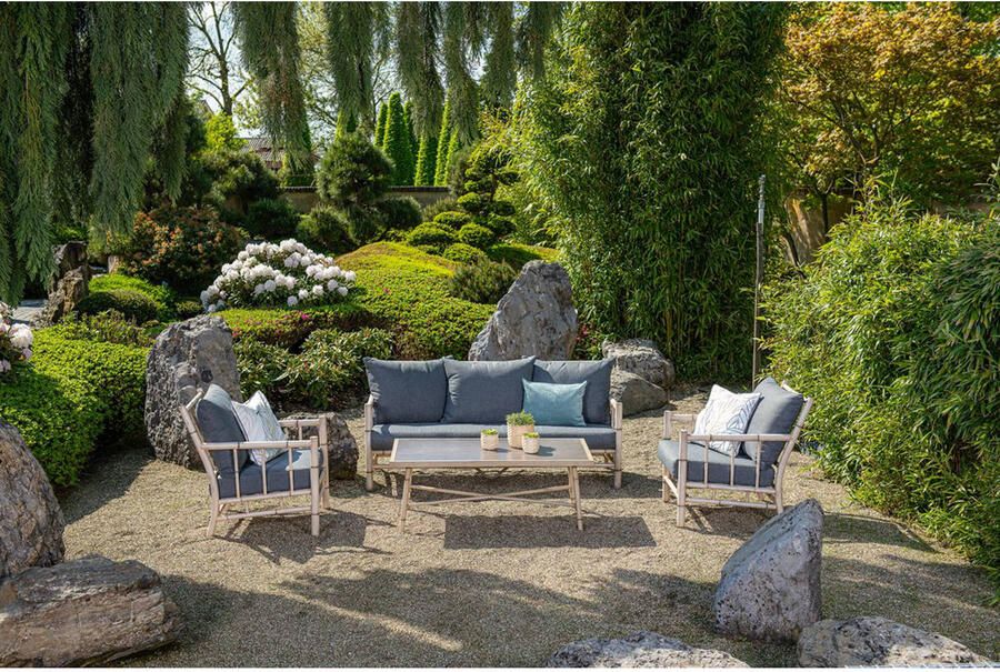 Garden Impressions Lombok loungeset 4-delig aluminium bamboo-look mystic grey