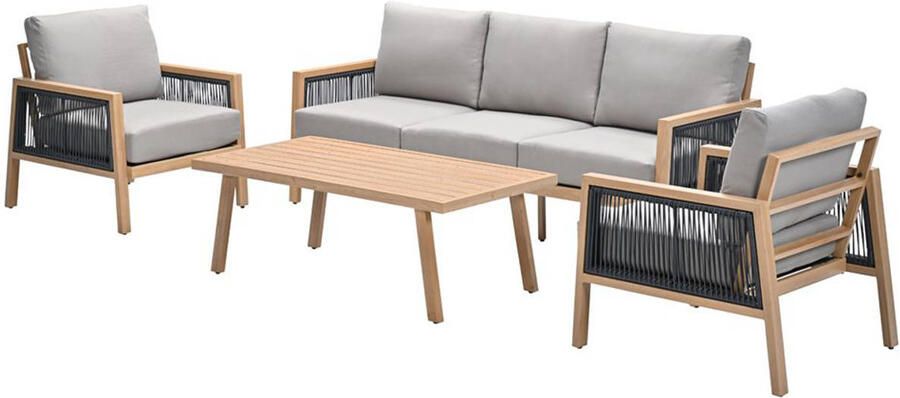 Van Kooten Tuin en Buitenleven Decala loungeset 4-delig aluminium light teak look desert sand- Aluminium- Garden Impressions - Foto 3