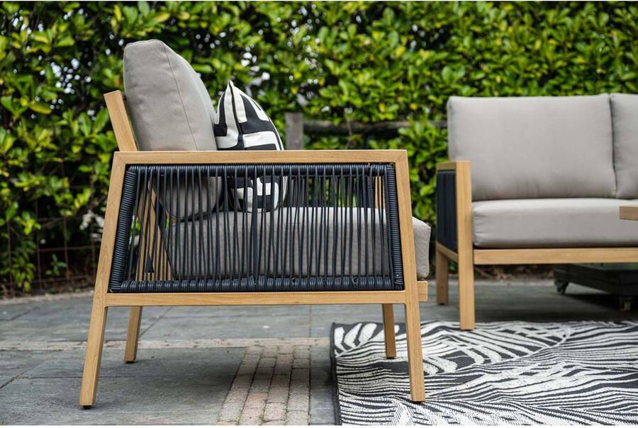 Van Kooten Tuin en Buitenleven Decala loungeset 4-delig aluminium light teak look desert sand- Aluminium- Garden Impressions