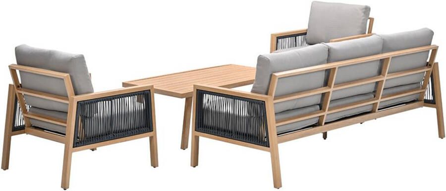 Van Kooten Tuin en Buitenleven Decala loungeset 4-delig aluminium light teak look desert sand- Aluminium- Garden Impressions - Foto 2