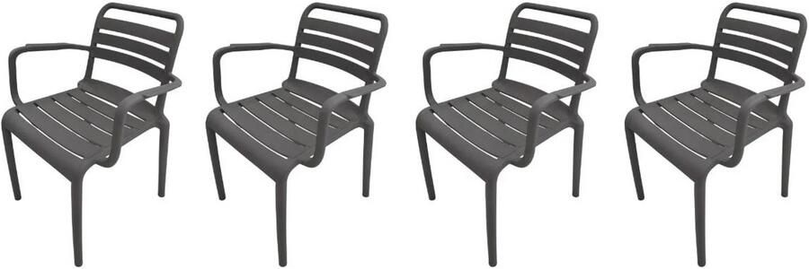Garden Impressions Orleans tuinstoelen (set van 4) antraciet