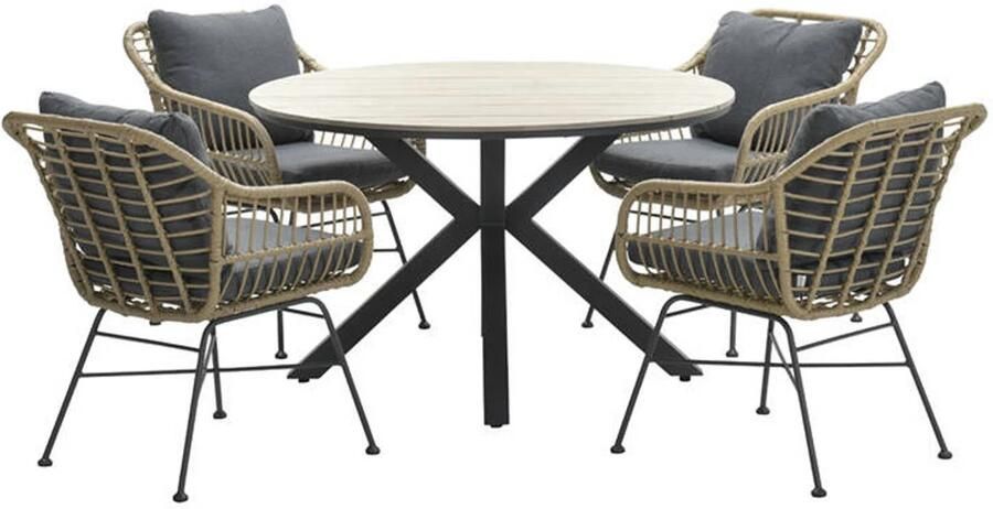 Garden Impressions Ronde 4-persoons tuinset Edison tafel 4 Margriet stoelen - Foto 1