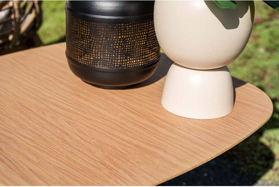 Garden Impressions Leon bijzettafel aluminium carbon black light teak look-70x70 cm