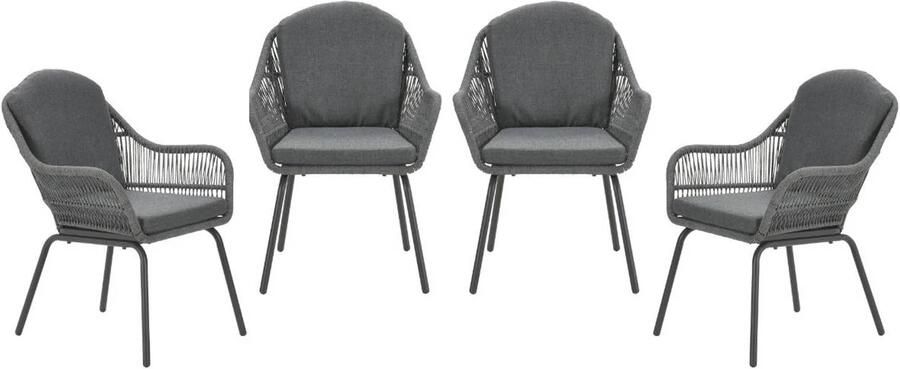 Garden Impressions Triton tuinstoelen (set van 4) grijs rope